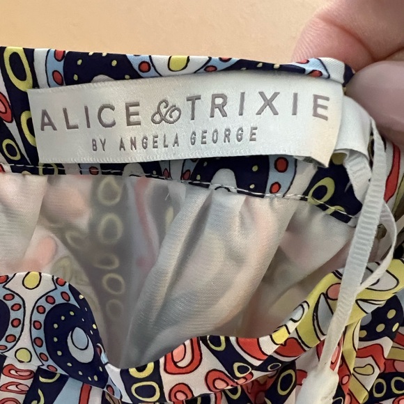 NWT!  Alice and Trixie paisley silk dress in L with tie waist in multi color. - Picture 3 of 8